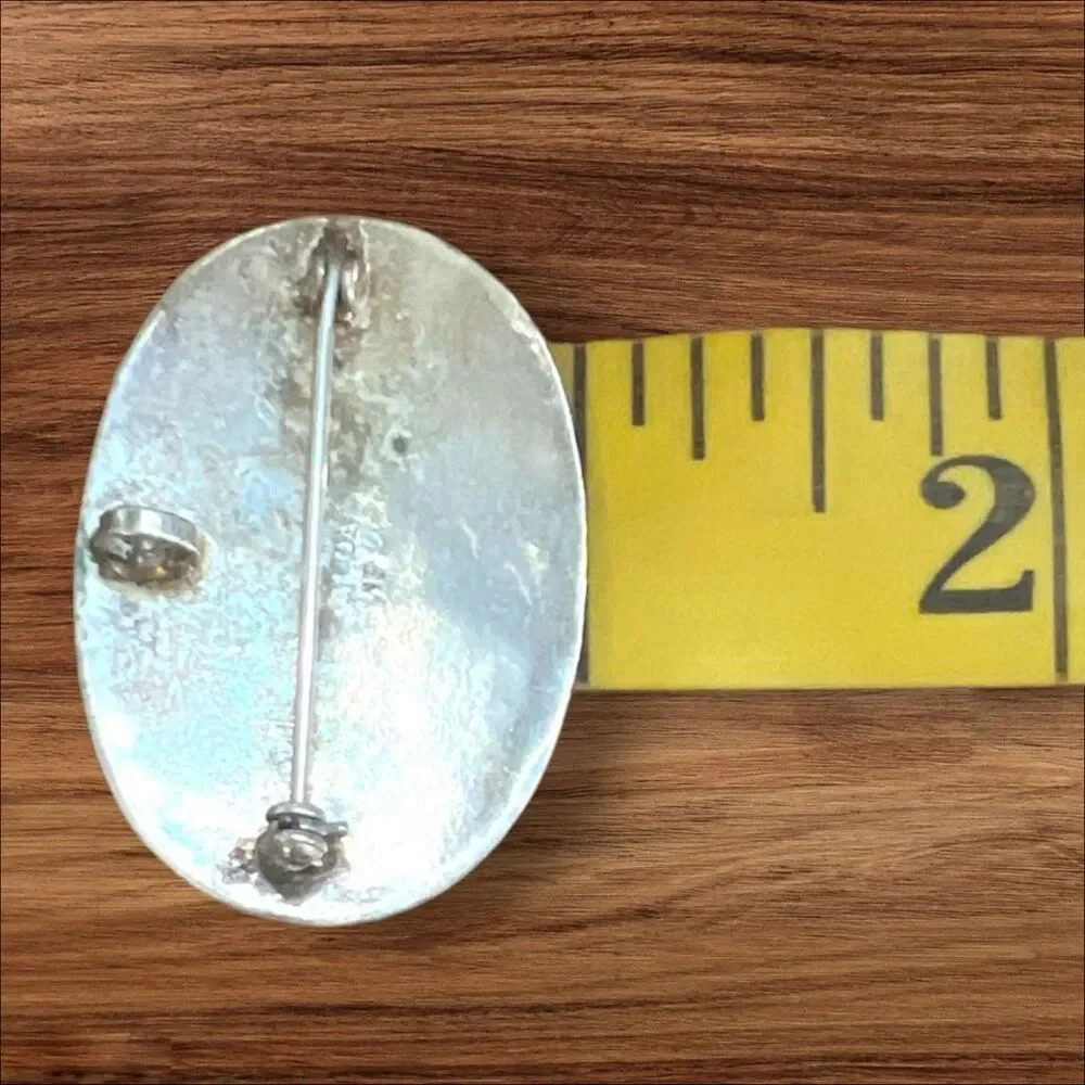 Vintage Alpaca Mexico Abalone Mother of Pearl Bird Brooch Pendant 1.5 Inch